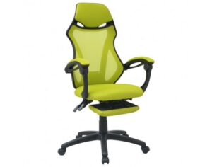 Verstelbare bureaustoel met beensteun stof zwart en groen