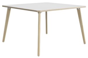 Vierkante bureau tafel Artefact 120 cm breed in wit met eiken
