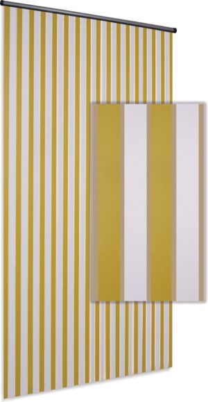 Vliegengordijn Linten High Quality - geel wit 90x220