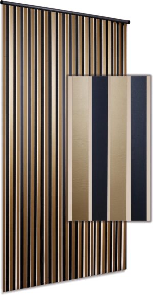 Vliegengordijn Linten High Quality - goud/zwart 90x220