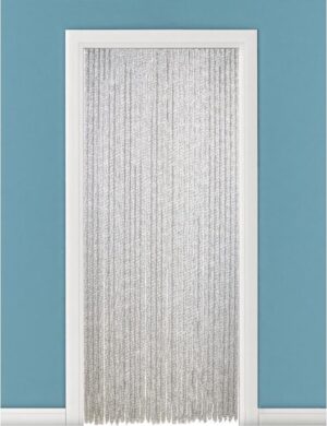 Vliegengordijn/deurgordijn kattenstaarten wit/grijs - 100 x 220 cm - Insectenwerende vliegengordijnen