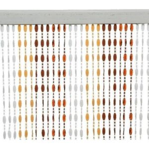 Vliegengordijn/deurgordijn kralen bruin/wit 90 x 200 cm - Insectenwerende vliegenwerende gordijnen - Kralengordijnen