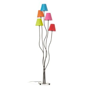 Vloerlamp van textiel Colori 5-lamps multicolor