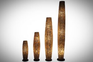 Vloerlamp woonkamer Design Staande lamp moni gold capiz schelp 150 cm