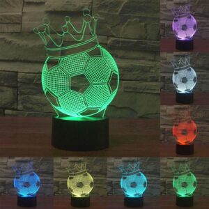 Voetbal Kroon Stijl 3D Touch Schakelaar Controle LED Licht, 7 Kleur Verkleuring Creative Visual Stereo Lamp Bureaulamp Nachtlampje