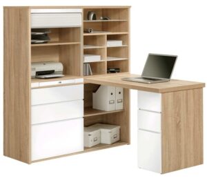 Volvo Mini Office bureau - Sonoma Eiken met hoogglans wit