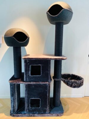 Von Scratch Krabpaal voor grote katten - Copenhagen Donker Grijs met 2 Domes - 198 x 129 x 60cm
