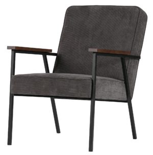 WOOOD Sally Fauteuil - Ribcord Stof - Antraciet Grijs
