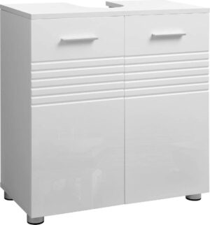 Wastafel onderkast - wastafelmeubel wit - dubbele deur en verstelbare poten - 60x30x63cm