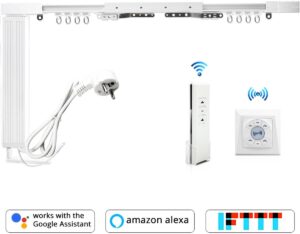WiFi Smart Gordijn Rails | Gemotoriseerde Rail voor alle Gordijn Types | Slimme Automatische Gordijnrails | Voice Control met Google Assistant en Amazon Alexa | Verkrijgbaar in meerdere maten