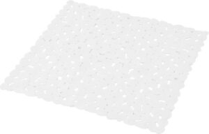 Witte anti-slip douchemat 52 x 52 cm vierkant - Pebbles kiezels/kiezelstenen patroon - Douchecabine mat - Schimmelbestendig - Grip mat voor in douche of bad