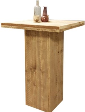 Wood4you - Bartafel Steigerhout met kolompoot 72x72 cm
