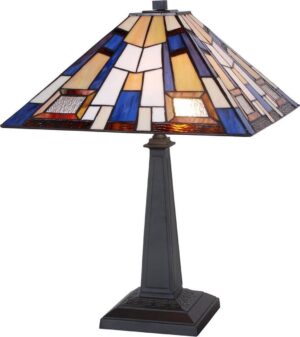 World of Decorations Tiffany lamp - Hoogte 60 cm - Tafellamp glas - Tafellamp glas in lood - Glazen tafellamp