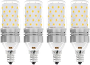 YWXLight E12 LED-lampen, 8W LED-kandelaar Bulb 70 Watt equivalent, 700lm, decoratieve kaarsvoet E27 Corn niet-dimbare LED kroonluchters LED-lamp 4PCS (warm wit)