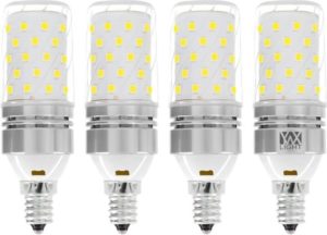 YWXLight E12 LED-lampen 8W LED-kandelaar lamp 70 watt equivalent 700lm decoratieve kaars basis E27 Corn niet-dimbare LED kroonluchter bollen LED lamp 4 STKS (Cold White)