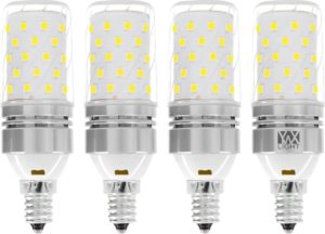 YWXLight E12 LED lampen 8W LED kandelaar lamp 70 watt equivalent 700lm decoratieve kaars basis E27 maïs niet-dimbare LED kroonluchter bollen LED lamp 4 stuks (warm wit)