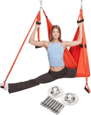 Yoga Aerial swing hangmat met 3 sets handgrepen HEAVY DUTY HOUT EN BETON BEVESTIGING INCLUSIEF gewicht tot 200kg