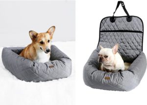 Zeer luxe hondenmand voor in de auto - Comfortabel vervoer voor je viervoeter - Honden zitje auto - Autostoel voor hond - Honden mand - Dieren mand - Veilig onderweg - Hondenzitje - Auto bench - Grijs - 30x40cm