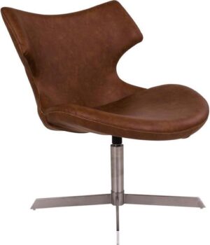 Zero fauteuil in bruin PU kunstleer en geborsteld staal.