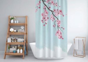 Zethome Tropical Sakura badkamer douchegordijn enkele vleugel 1x180x200