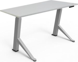 Zit sta bureau 120x60 cm | licht grijs| zilver frame | Y desk elektrisch met memorie display