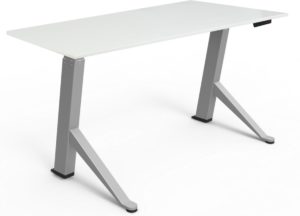 Zit sta bureau 120x60 cm | wit | zilver frame | Y desk elektrisch met memorie display