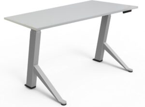 Zit sta bureau 180x80 cm | licht grijs | zilver frame | Y desk elektrisch met memorie display
