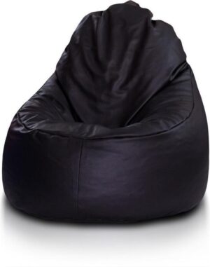 Zitzak fauteuil zwart - zitkussen relaxkussen - gevuld - kunstleer
