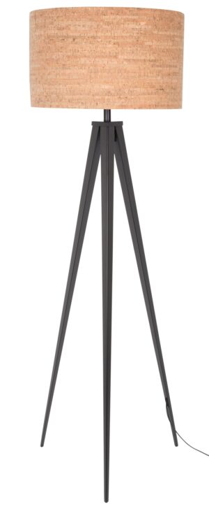 Zuiver Vloerlamp Tripod - H157 Cm - Kurk - Zwart