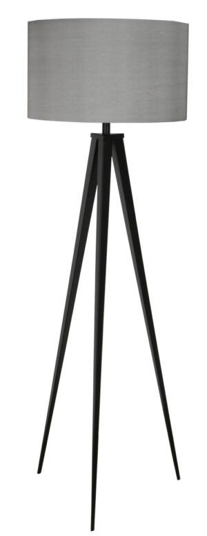 Zuiver Vloerlamp Tripod - H157 Cm - Zwart - Grijze Lampenkap