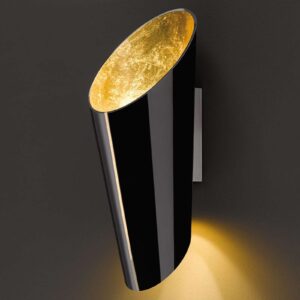 Zwart-gouden wandlamp Madeira van glas
