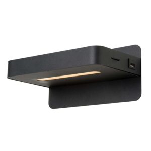 Zwarte LED wandlamp Atkin met USB-aansluiting