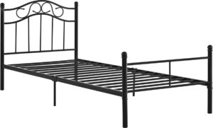 en.casa Stalen ledikant eenpersoonsbed met bedbodem - zwart - 208x96x95 cm