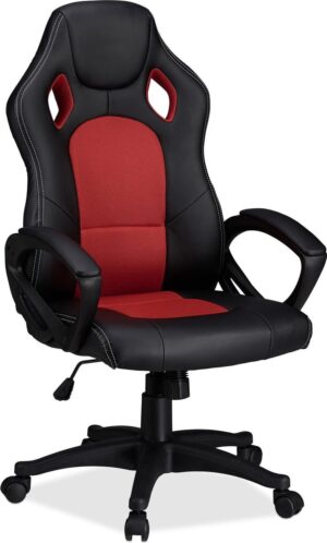 relaxdays Gaming stoel XR9, PC gamestoel, gamer bureaustoel, belastbare Racing stoel rood