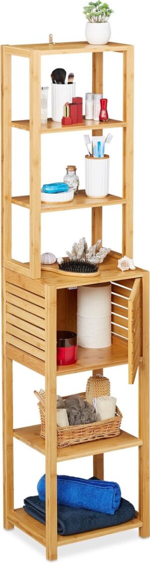 relaxdays badkamer kast bamboe - badkamerrek - 7 etages - badkamerkast staand - hout