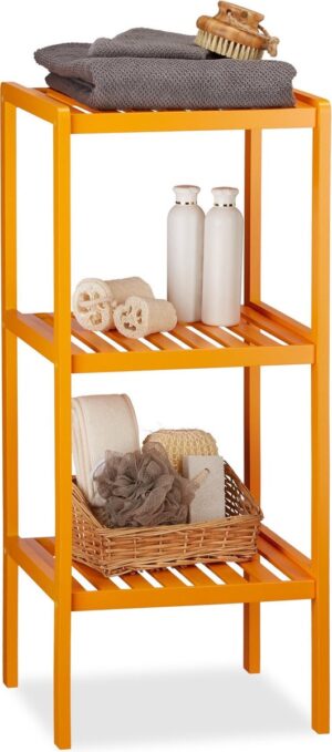 relaxdays - badkamerrek bamboe - staand rek - keukenrek - 3 etages - rekje oranje