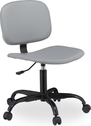 relaxdays bureaustoel grijs - computerstoel lage rugleuning - hoogte verstelbaar