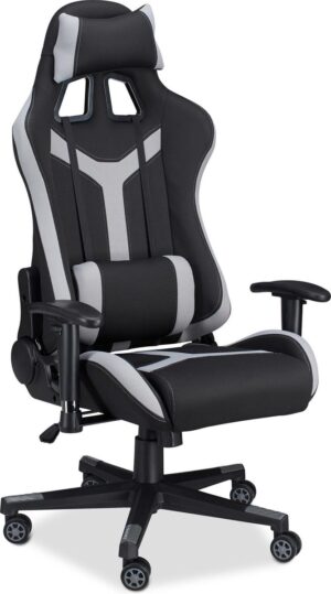 relaxdays gamestoel XR10 - bureaustoel tot 120 kg - Gaming stoel verstelbaar - tweekleurig grijs