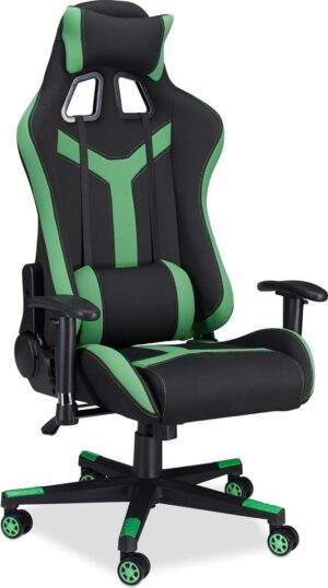 relaxdays gamestoel XR10 - bureaustoel tot 120 kg - Gaming stoel verstelbaar - tweekleurig groen