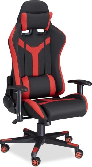 relaxdays gamestoel XR10 - bureaustoel tot 120 kg - Gaming stoel verstelbaar - tweekleurig rood