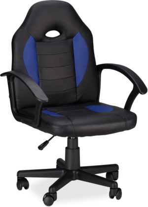 relaxdays gamestoel XR7 - bureaustoel PC gaming - individuele zithoogte - computerstoel blauw