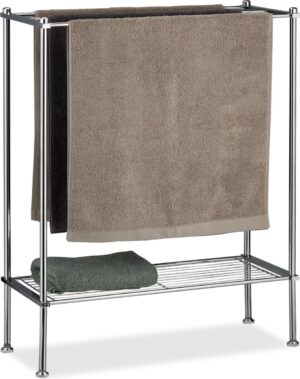 relaxdays handdoekhouder chroom - handdoekenrek - 3 handdoekdragers - badkamerrek - zilver