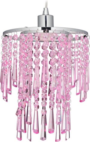 relaxdays hanglamp glas - E27 - kristal - plafondlamp - slaapkamer - kroonluchter roze