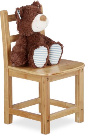 relaxdays - kinderstoel bamboe - stoel voor kinderen, stoeltje zonder armleuning