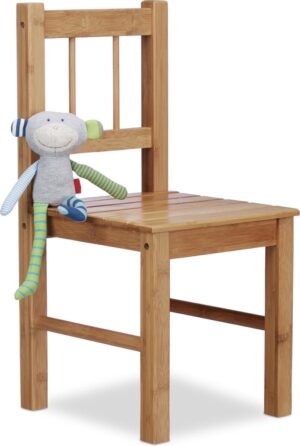 relaxdays - kinderstoel bamboe - voor bloempotten - houten stoel voor kinderen