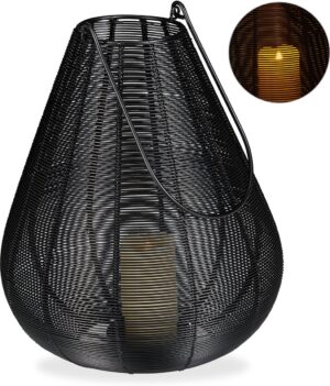 relaxdays lantaarn windlicht - kaarshouder - kandelaar - decoratie - metaal - zwart