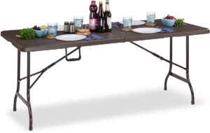 relaxdays tuintafel inklapbaar - eettafel - klaptafel - houtlook - 180 cm bruin