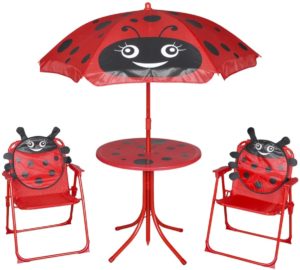 vidaXL 3-delige Bistroset voor kinderen met parasol rood