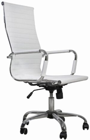 vidaXL - Bureaustoel Bureaustoel vlak wit hoge leuning