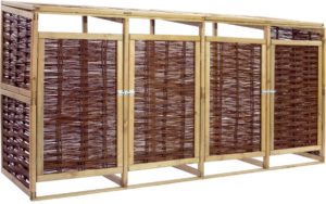 vidaXL Containerberging viervoudig grenenhout en riet